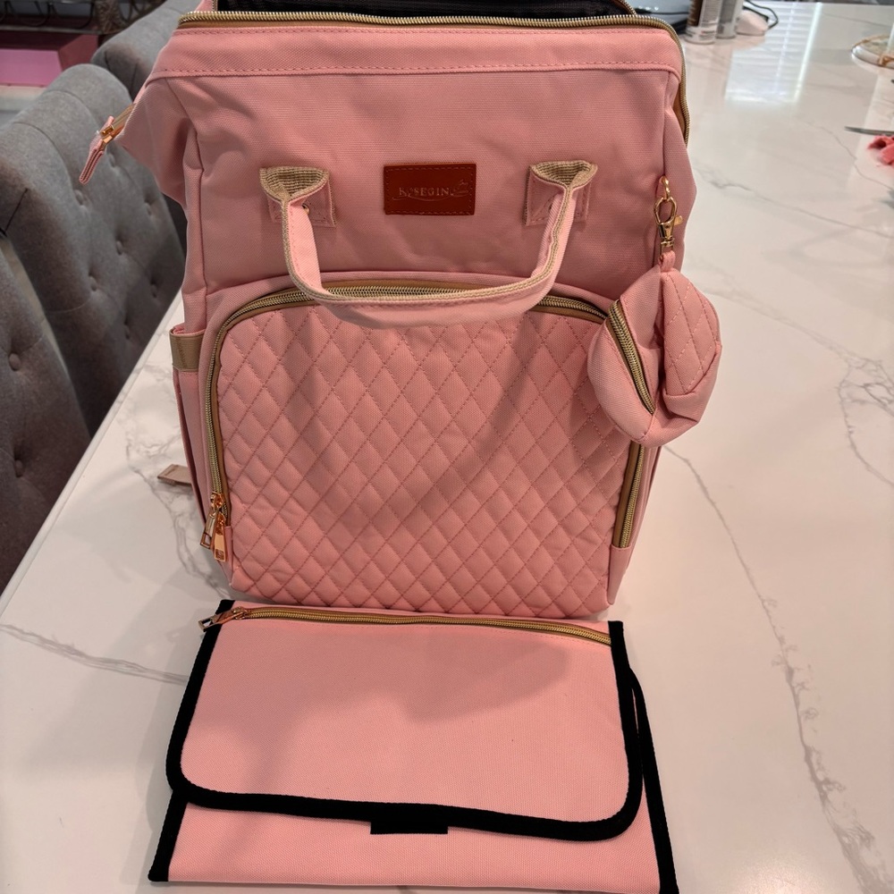 NWT, Rosegin, Diaper Bag, Backpack, Pink, Mint Condition - Picture 2 of 8